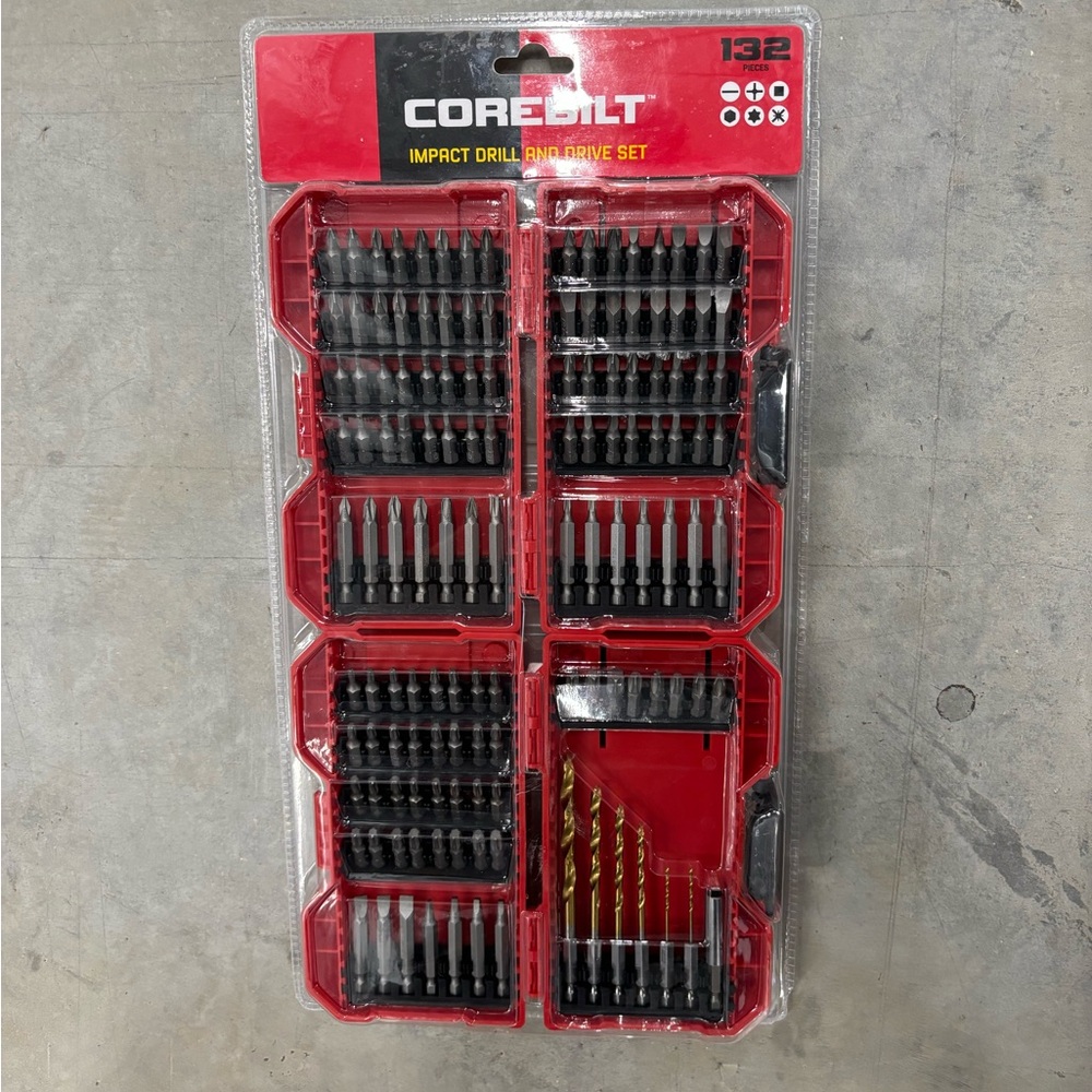 Corebilt Impact‎ Drill And Drive Set 132 Pieces Working Construction